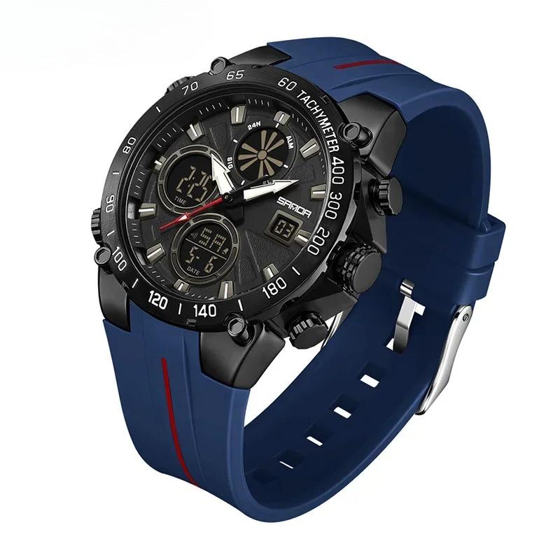 Top Fashion Men's Sports Watch Waterproof LED Analog Digital Dual Display Electronic Clock Stopwatch Men Quartz Wristwatch
