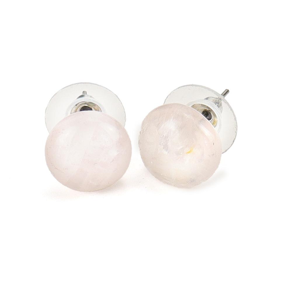Tiktok Natural Semi-Precious Stone Crystal Tiger Stone Amethyst Bread Beads Stud Earrings Ball Earrings E45