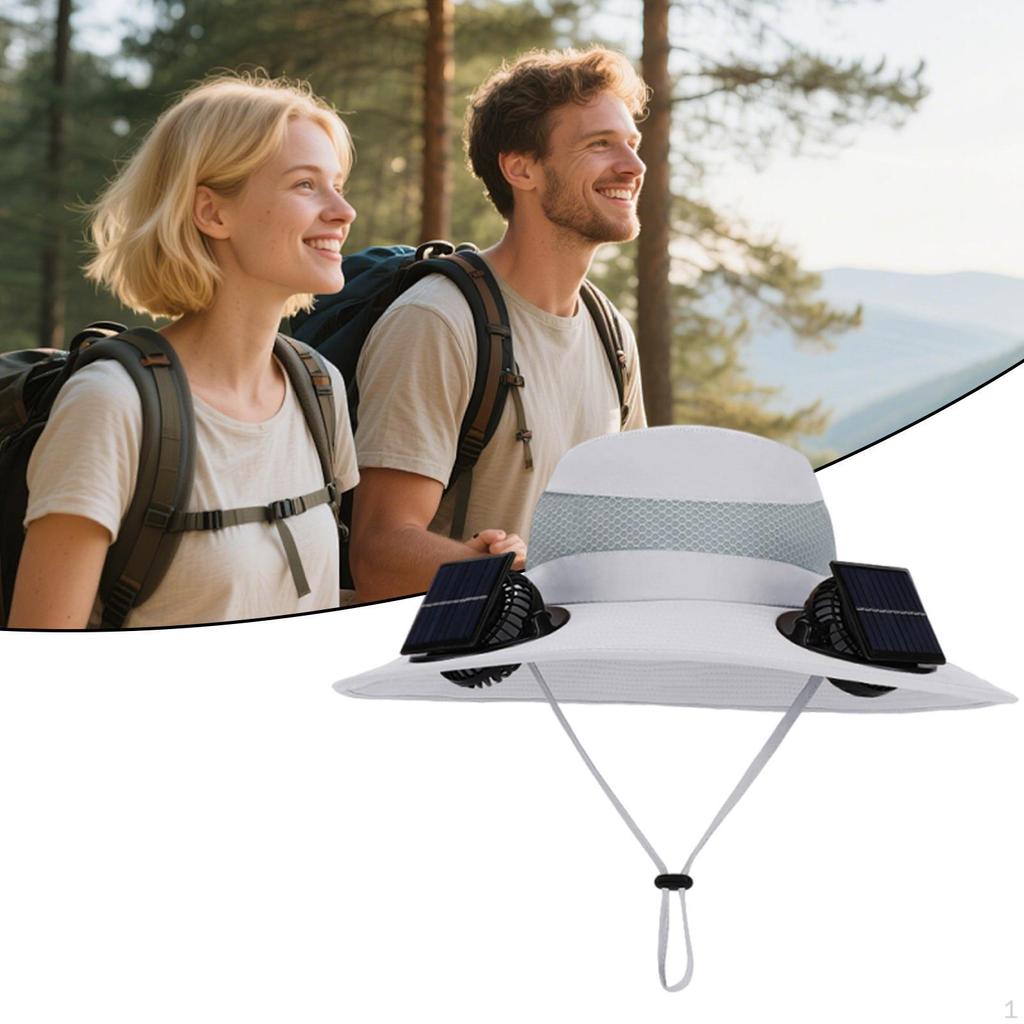 Adjustable Bucket Hat with Solar Fans for Outdoor Activities