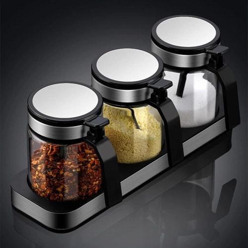 Huiyu Salt and Sugar Containers, Spice Bottles, Seasoning Containers, Sugar Shakers, 300ml, Set of 3