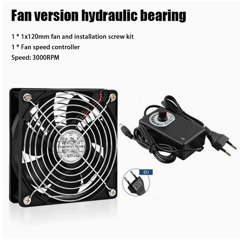 120mm 3000RPM Fan Cooling With Controller 12cm 12V 220V Machine Chassis Workstation Cabinet Radiator Server Fan EU 1 Fan