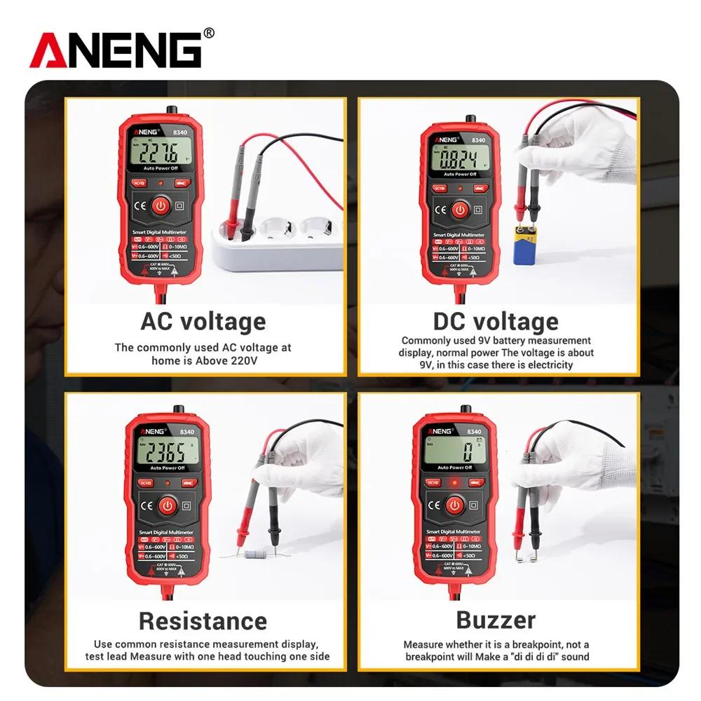 Portable ANENG 8340 Digital Multimeter Anti-Burn Tester 1999 Counts Intelligent AC/DC Voltage Voltmeter Ohm Meter Resistance NCV High precision tools