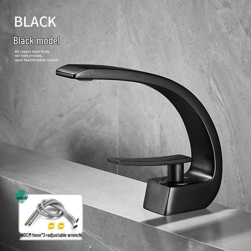 Robinet de lavabo de salle de bain en laiton canon de fusil avec robinet chaud et froid pour lavabos et plans de travail.