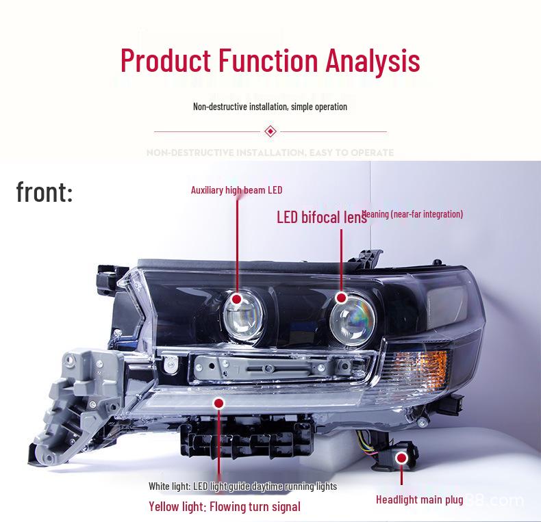 LED Headlight Assembly for Land Cruiser - High-End Lens with Daytime Running Light