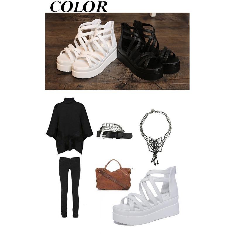 New Slope Heel Sponge and Cross-strap Roman Sandals