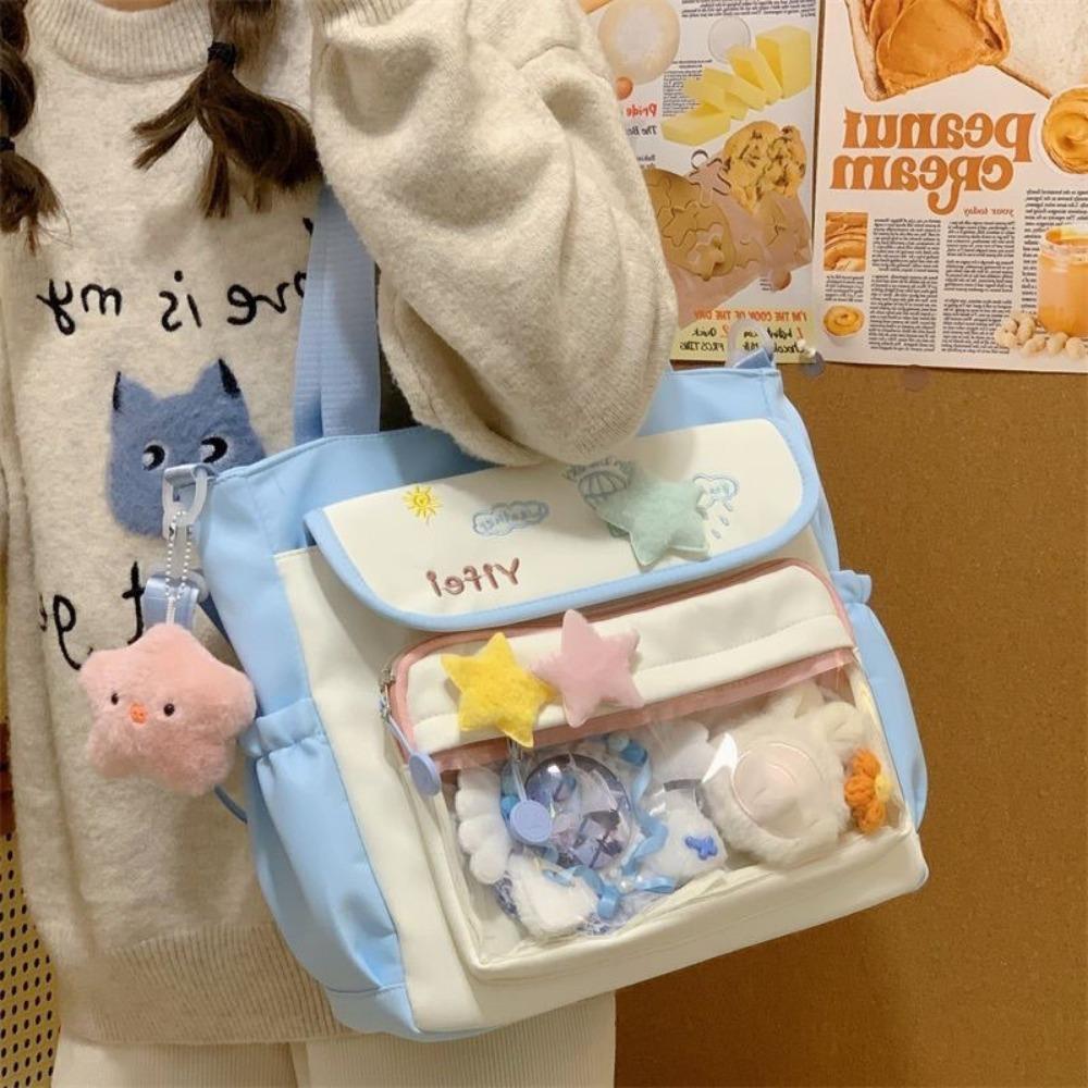Preppy Style Student Crossbody Bag Large Capacity Y2K Anime Display Bag Cartoon Handbag  Women Use