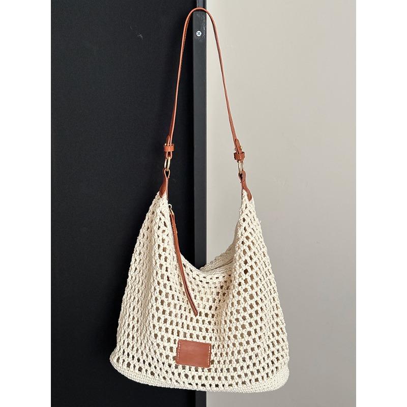 

New summer seaside vacation travel tote bag beach bag shoulder underarm bag woven hollow bag women