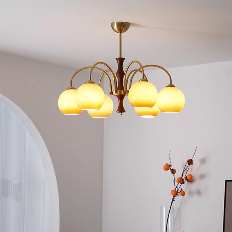 Vintage Medieval Solid Wood Chandelier: Bauhaus Style for Living Room, Retro Restaurant, or High-End Persimmon Bedroom