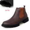 Chelsea Boots Men outdoor Handmade Business Black Red Slip on Flock genuine leather Boots Sapato Masculino plush Men snow Boots