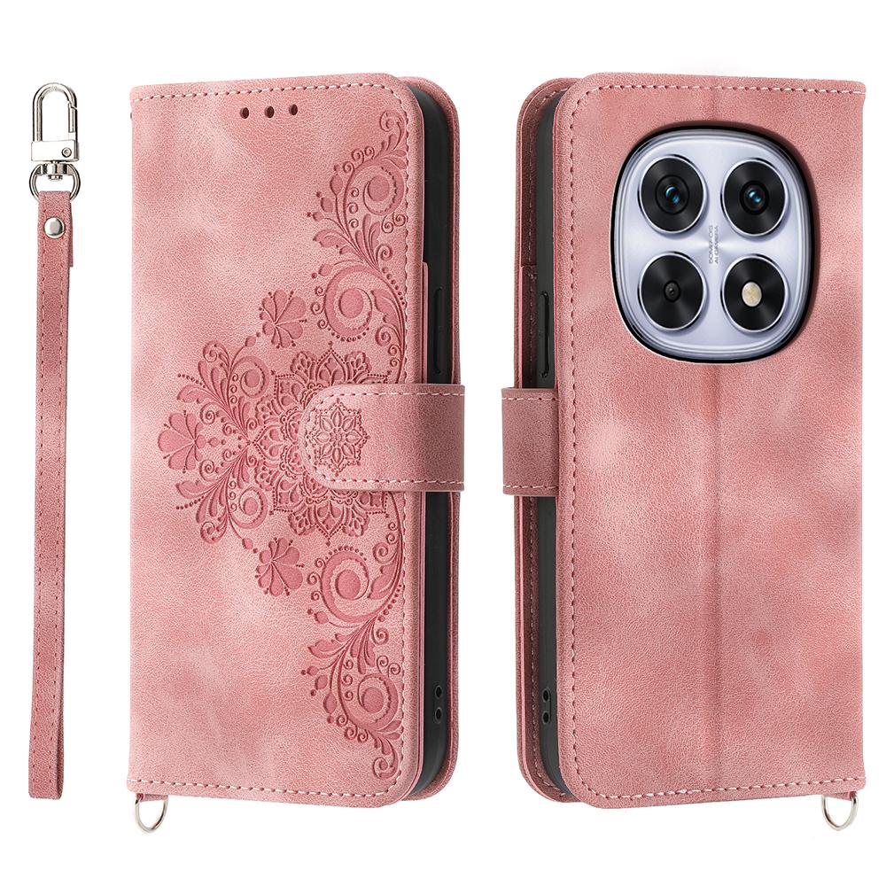 For Xiaomi Poco M8 5G/Redmi Note 15 5G (Global) Case Flower Pattern PU Leather Wallet Phone Cover with Strap