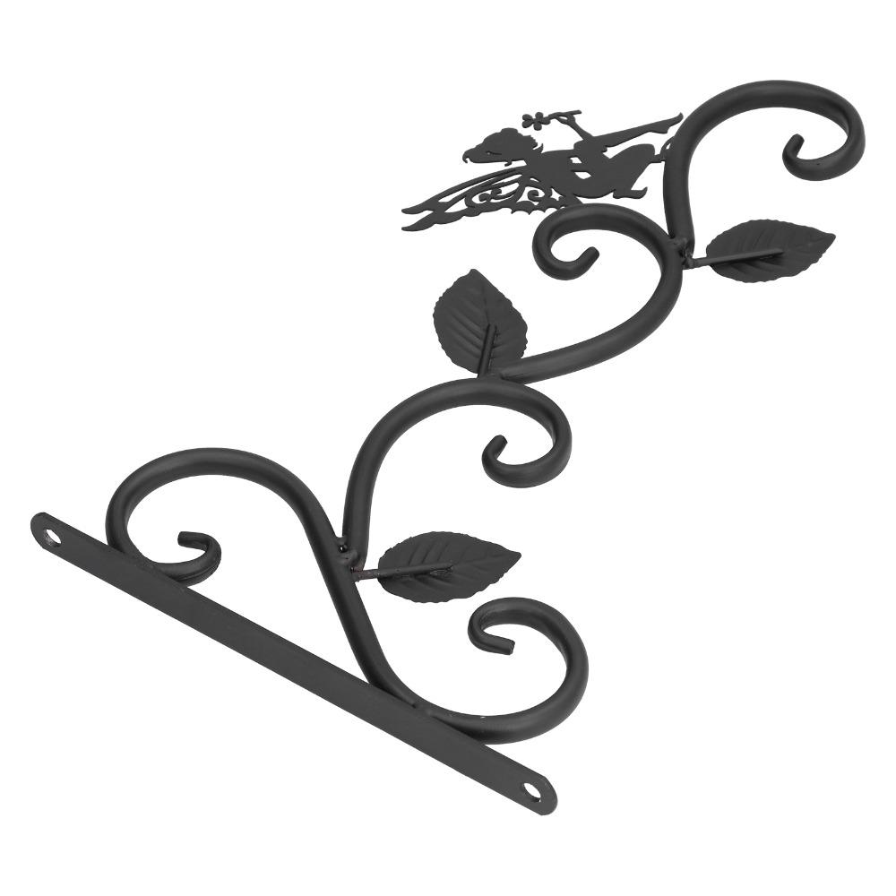 Black Wall Mount Rack Iron Garden Hanger Decorative Hanging Bracket Indoor Space