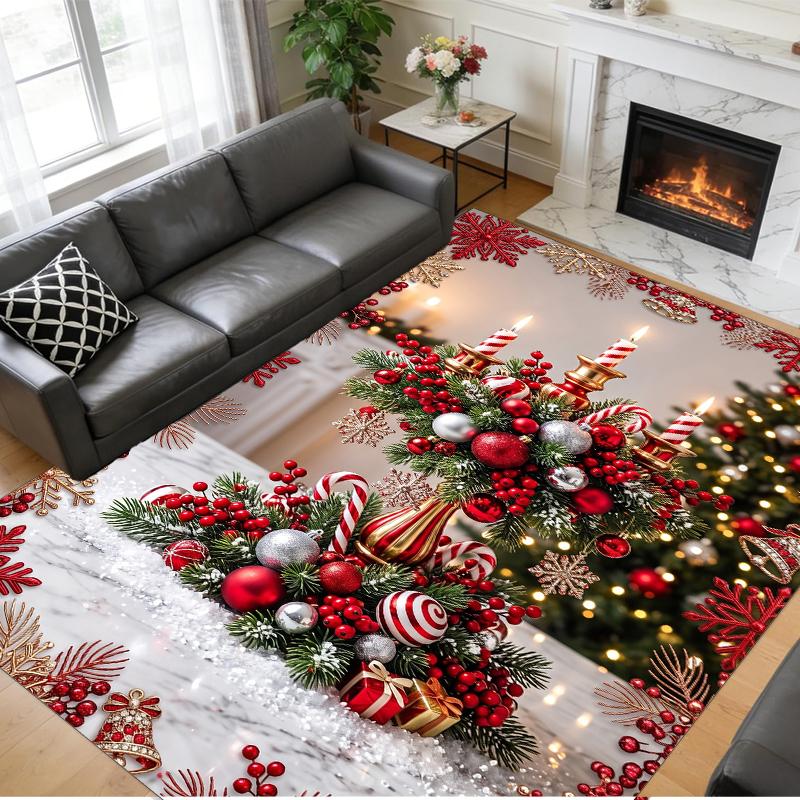 Christmas Printed Square Area Rug Soft Non Slip Floor Carpet For Bedroom Holiday Gift