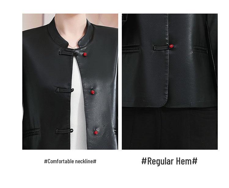 2025 Spring Fashion Washable Leather Jacket for Middle-Aged and Elderly Women