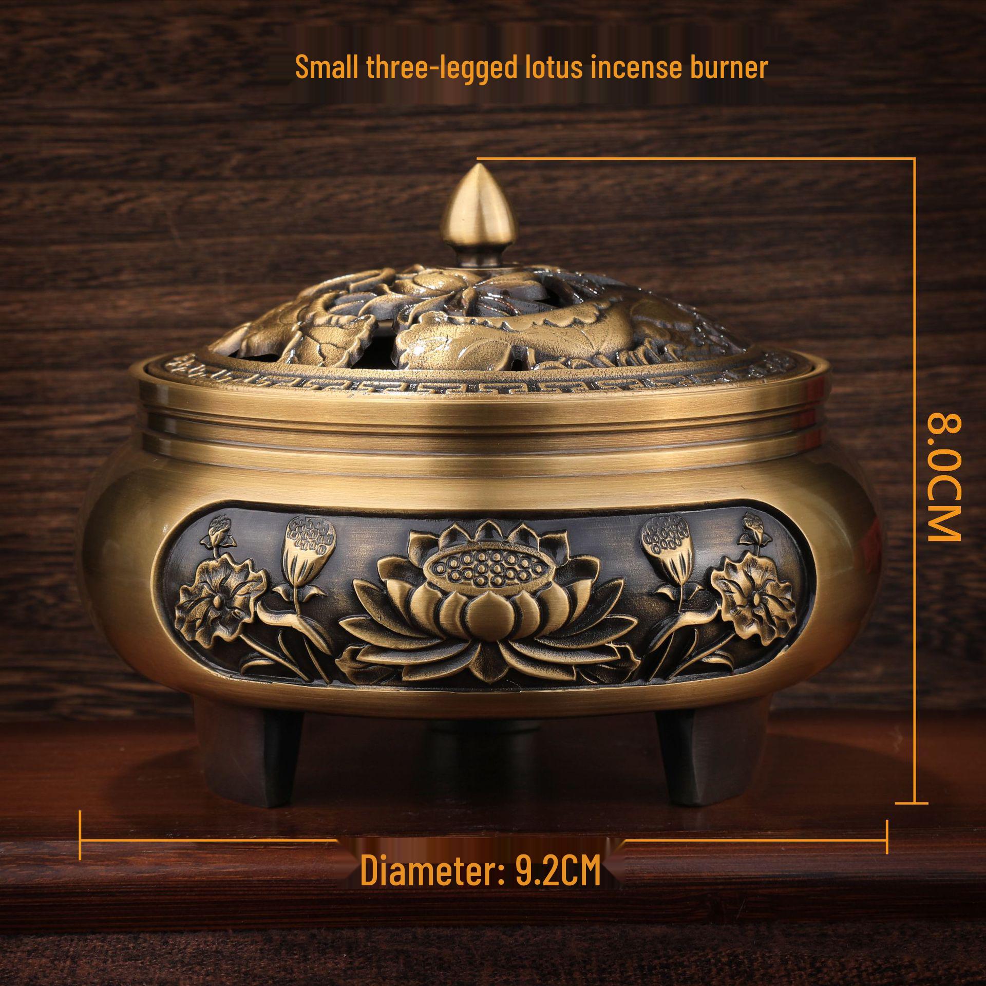 Large Antique Brass Sandalwood Incense Burner for Indoor Use - Retro Coil Design for Tea Ceremony