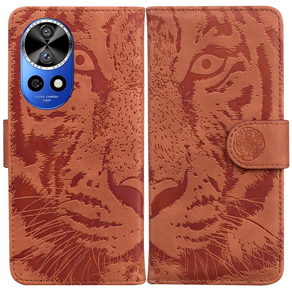 For Huawei Nova 12 Pro 5G/12 Ultra 5G Stand Case Tiger Imprint Leather Phone Cover