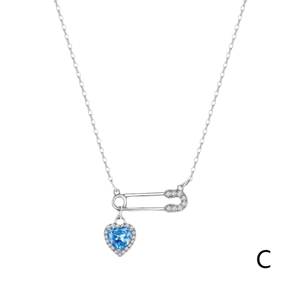 Safety Pin Clip Love Pendant Necklace for Women Hollow Tassel Collarbone Chain Choker Adjustable Length Anti-Tarnish Lightweight
