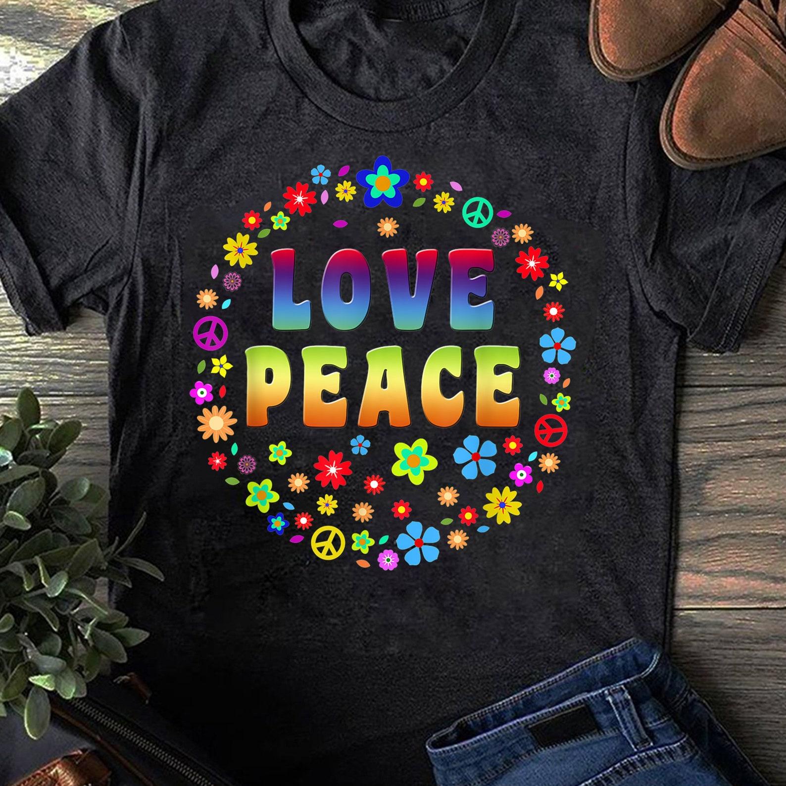 Peace Sign Love T Shirt _ 70s Hippie Costume T Shirt - Hippie Shirt, Hippie Soul Shirt, Peace Shirt, Hippie. S