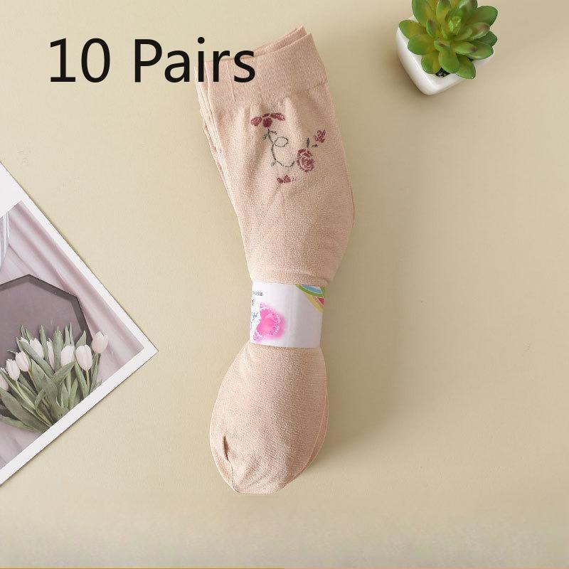 10 Pairs of Thin Short Stockings for Middle-aged and Elderly People, with Loose Joints, Anti-slip, Breathable and Anti-hooking, Followed By Stockings