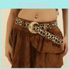 Leopard Modern Print Belt With Wave Metal Buckle For Womens Outfits Casual