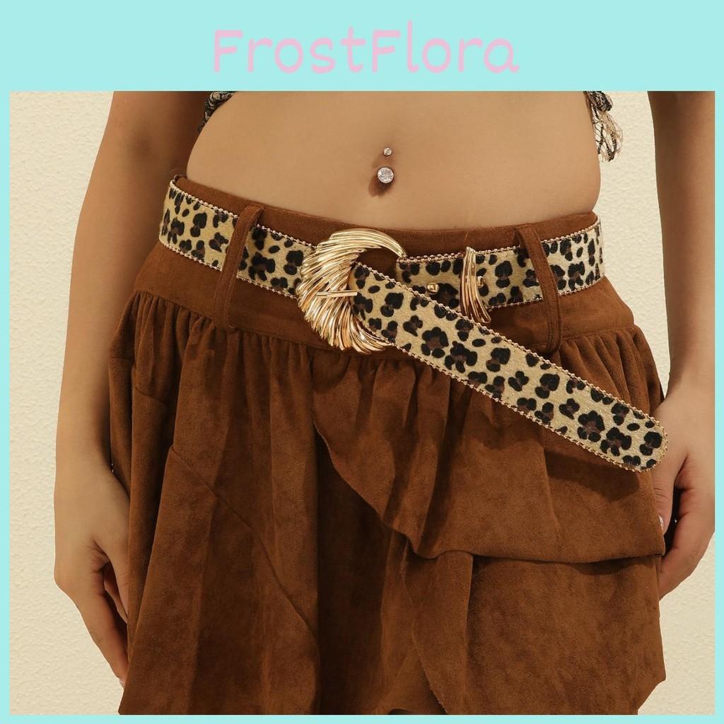Leopard Modern Print Belt With Wave Metal Buckle For Womens Outfits Casual