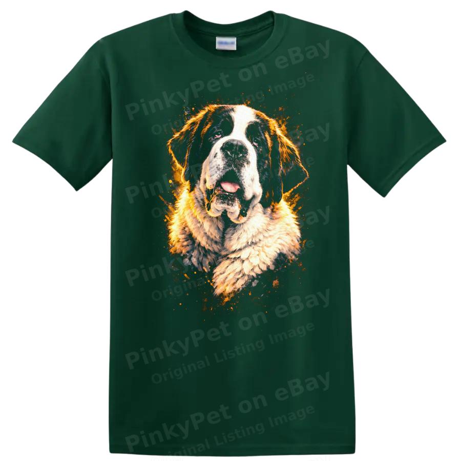 Saint Bernard Dog Portrait T Shirt Cute Dog Lover Gift Tee Design