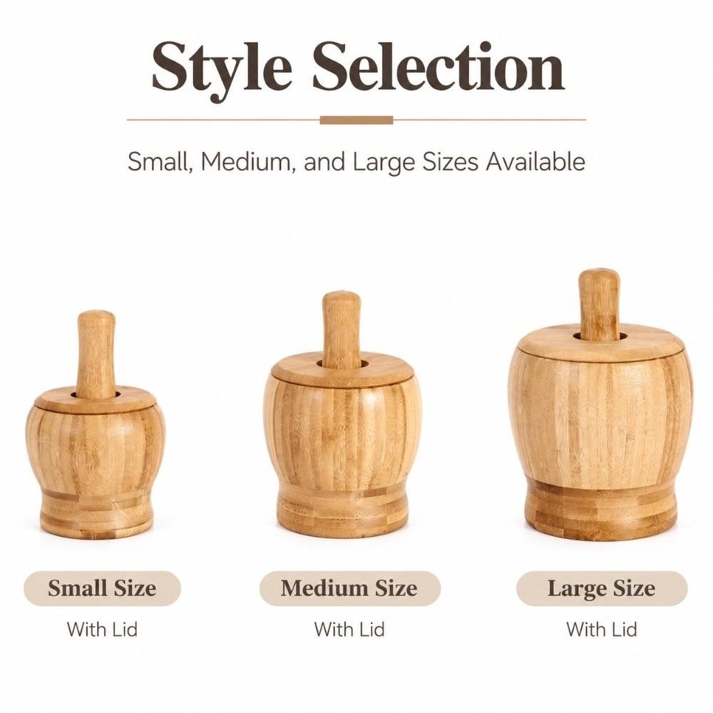 Bamboo Garlic Masher Bowl Thick Base Spice Grinding Tool Garlic Grinder Bowl  Home Cooking Prep