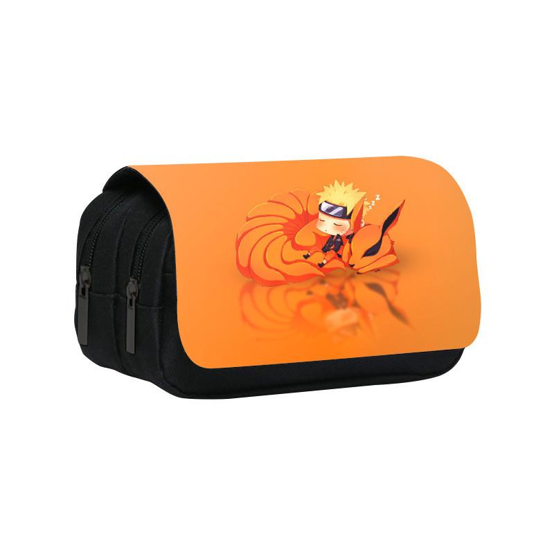 Naruto Shinobi Printed Twin Compartment Pen Pouch With Waterresistant Nylon For Students