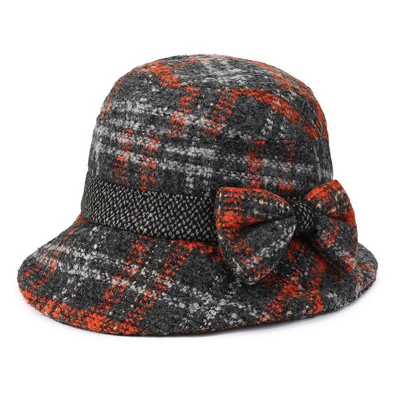 

Ladies Autumn and Winter Bow Top Hat, Thickened Warm Woolen Casual Fisherman Hat Adjustable красный