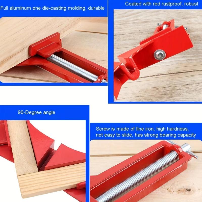 1/4 Pcs Heavy Duty 90 Degree Right Angle Clamps Adjustable Screw For Woodworking Picture Framing Diy