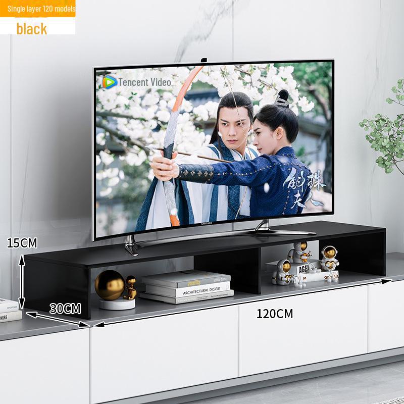 Elevated TV Stand with Storage and Height-Adjustable Bracket