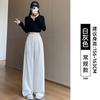 Black Sweatpants for Girls In Junior High School, New Autumn Wide-leg Pants, Loose High-waisted and Thin Casual Banana Sweatpants
