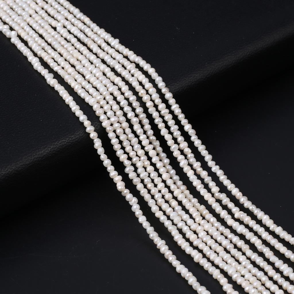1String, White Natural Freshwater Pearls, Handmade Near Pearl Beads, 1.8-2 Mm, for DIY Necklace Accessories, Jewelry Making, Women Gift, 36 Cm