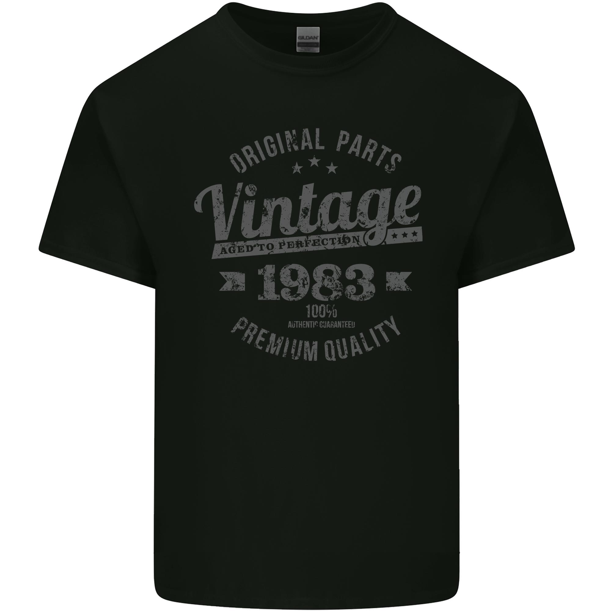 Vintage Year 43rd Birthday 1983 Unisexs Light Cotton TShirt Black S
