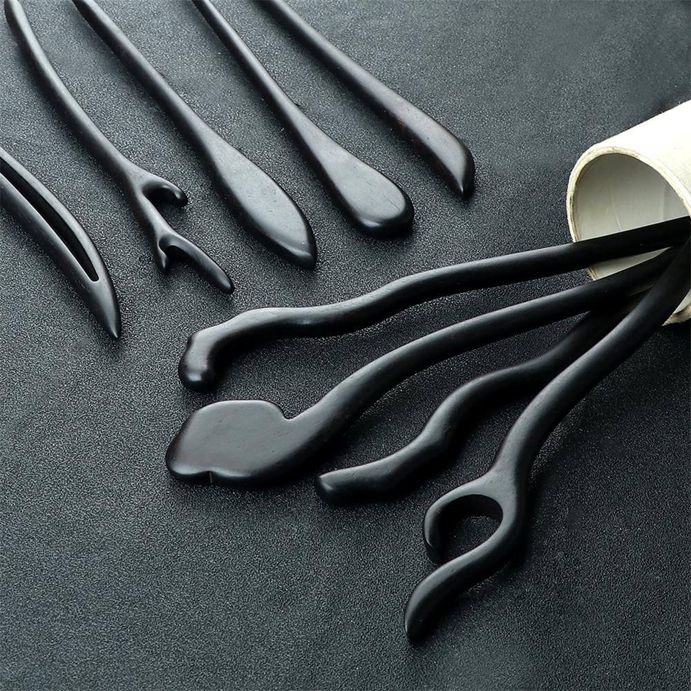 34 Styles Natural Black Sandalwood Hair Sticks High Quality Hairpin for Women Girls Antiquity Chopstick Shaped Hair Clip Jewelry