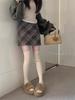 Plus Size Retro Plaid Woolen A-line Skirt for Pear-Shaped Women - Hip-Covering, Slimming Short Skirt for Autumn/Winter