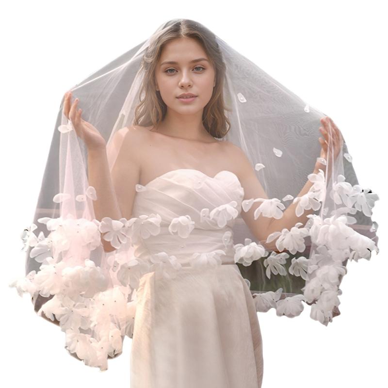 

Lightweight Embroidered Bridal Accessory With Delicate Beaded Flowers For Ceremony Photography 1