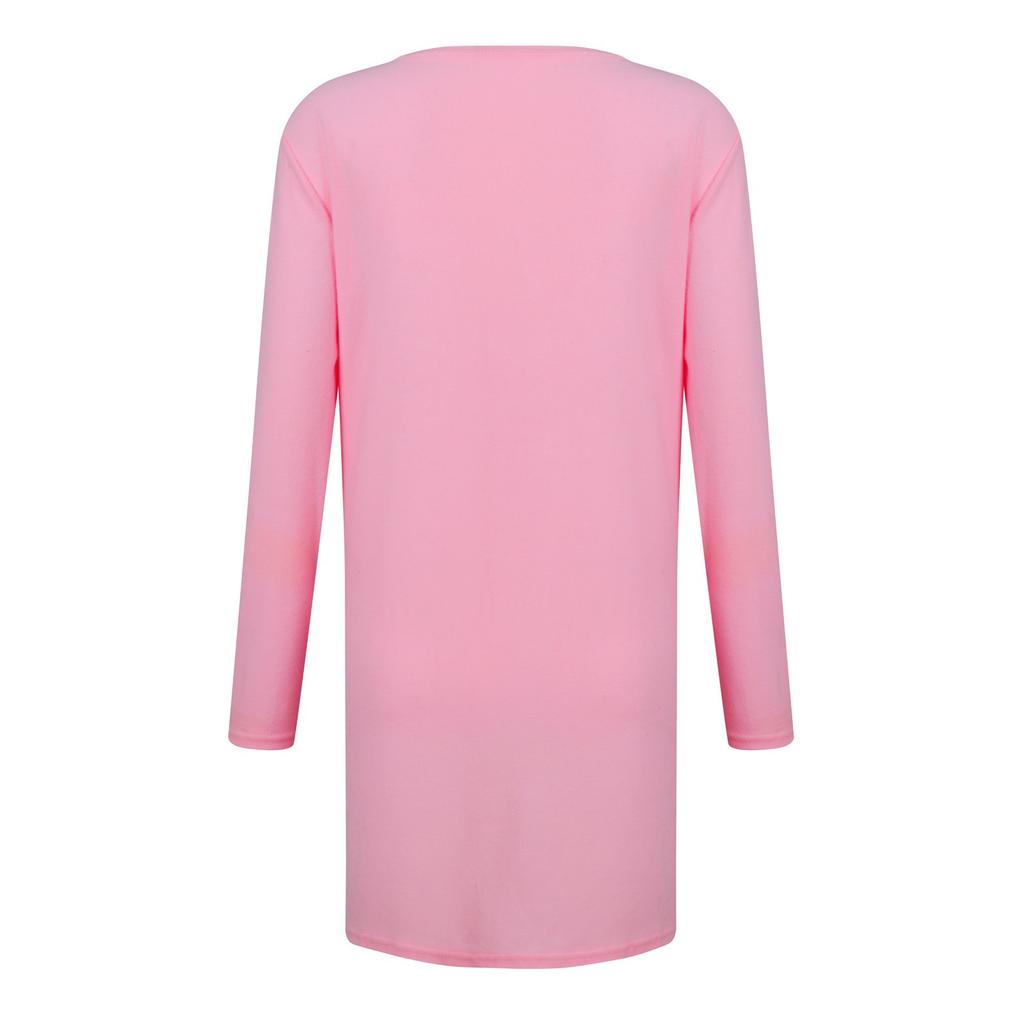 Women Fashion Casual Soild Loose Long Sleeve Zipper Sweater Top