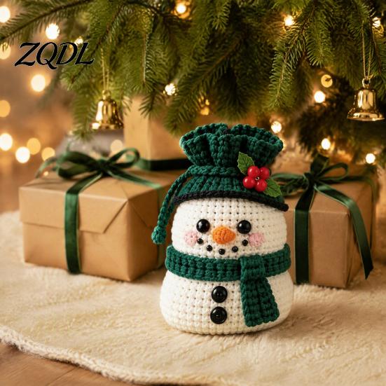 Santa Claus Crochet Pattern Christmas Pouch Kit, DIY Snowman Pouch, Cute Penguin Elk Bear Beginner Friendly Yarn Kit Designs, Storage Bag Craft