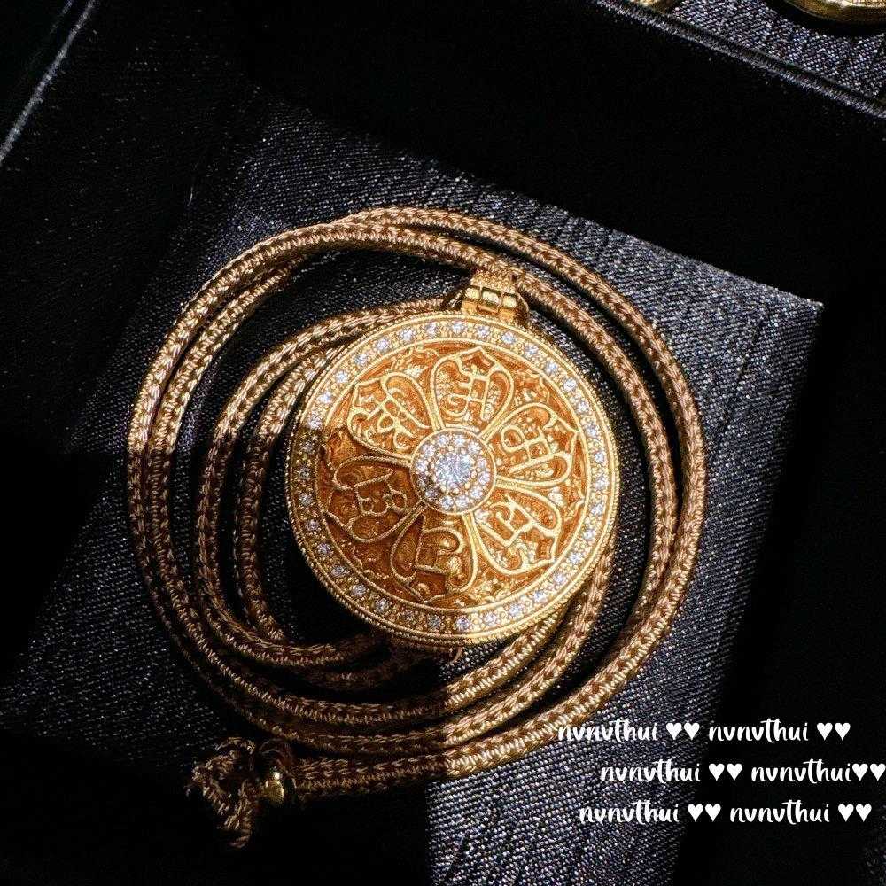 Gold Cloisonné Pendant Necklace & Auspicious Gourd Bracelet with Eight Treasures Design