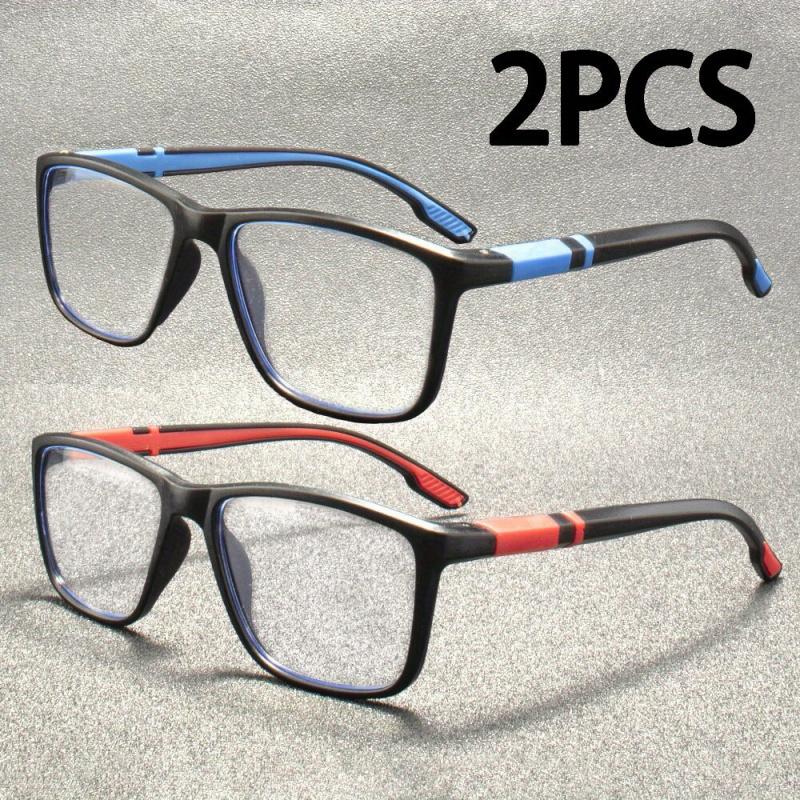 2pcs ZXRCYYL Sports-Style Reading Glasses for Men & Women, Lightweight Anti-Slip Elderly Glasses with Prescribed Lenses, Blue