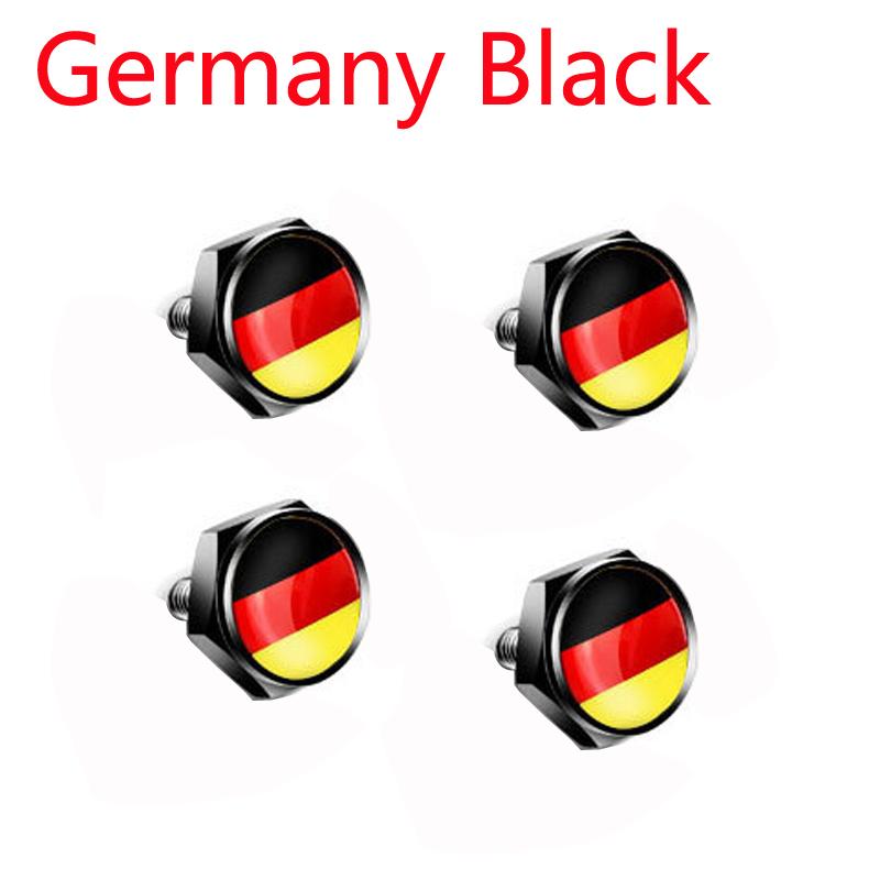 4pcs/set USA Italy Germany Sweden Flag Metal Screws License Plate Bolts Accessories