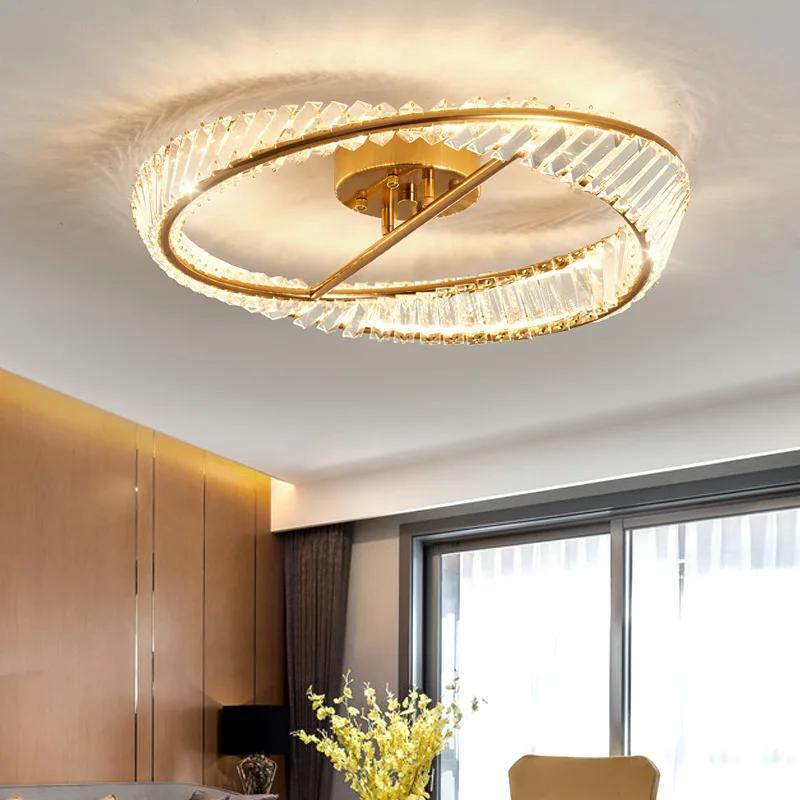 Strip Ceiling Light Crystal Rings Ceiling Lamp 3 Color Temperatures In One Gold Lighting Fixture Indoor Diamond Luster