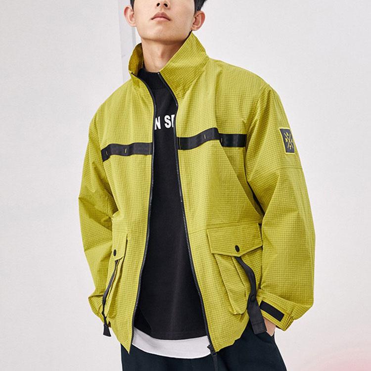Anta Domineering Series Large Pocket Woven Stand Collar Logo Sports Jacket Men Jackets Bright-Yellow 152218613-3