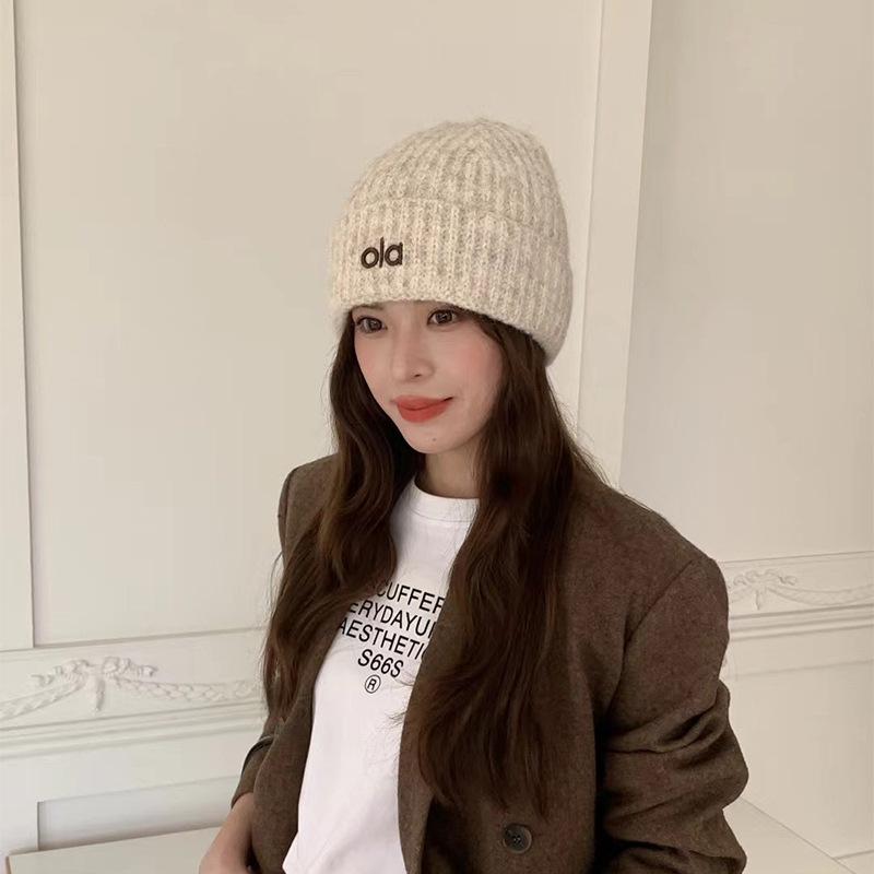 Шерстяная вязаная шапка Английская вышивка Ола Универсальная шерстяная шапка Модная мужская и женская вязаная холодная шапка One Size