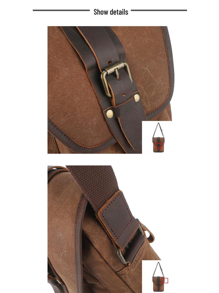 Retro Men's Oil Wax Canvas & Leather Crossbody Shoulder Bag - Trendy Outdoor Travel Casual Bag