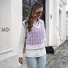 GMXIA Damenmode Casual Plaid Print Herbst Winter ärmellose V-Ausschnitt Strickwesten