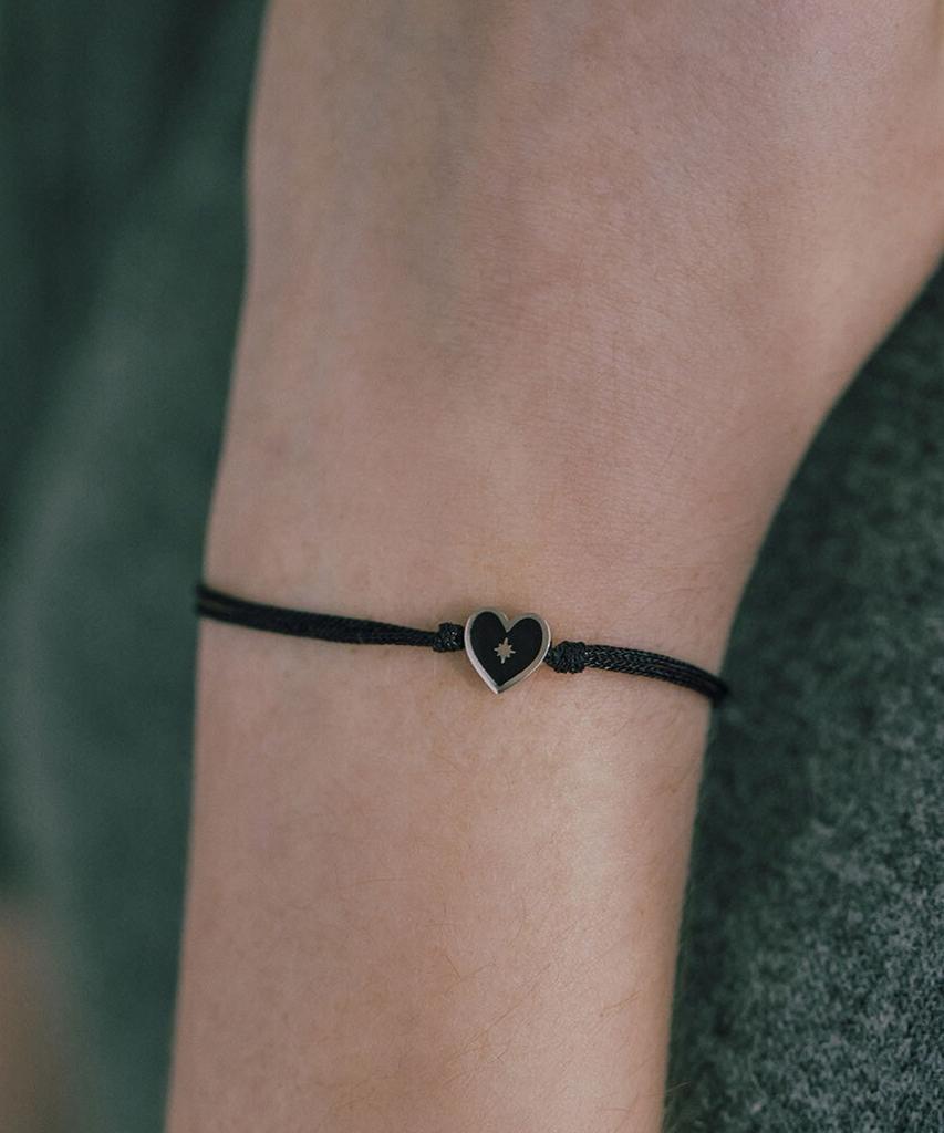 Byhyeres Heart Spade Enamel String Bracelet (Black) Bh6B36641Wb210