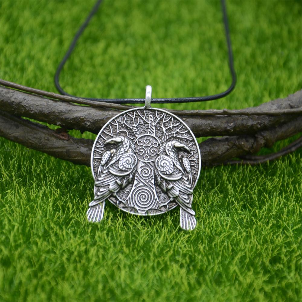 Амулет Ворона Одина Viking Necklace с Подвеской Дерево Жизни Иггдрасиль и Символом Трискелион