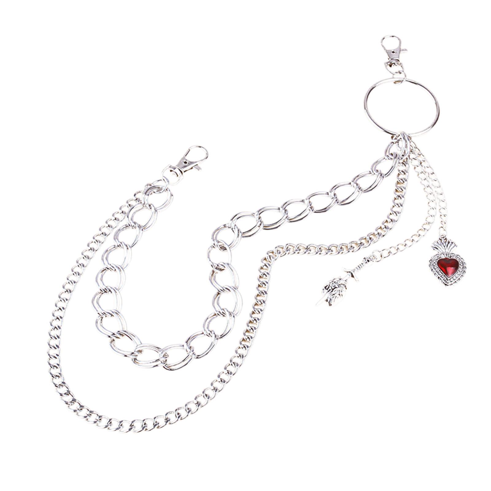 Fashion Waist Chain with Love Heart Pendant Female Male Waist Chain Eye Catching Pants Pendant Chain Cool Trousers Chain 1