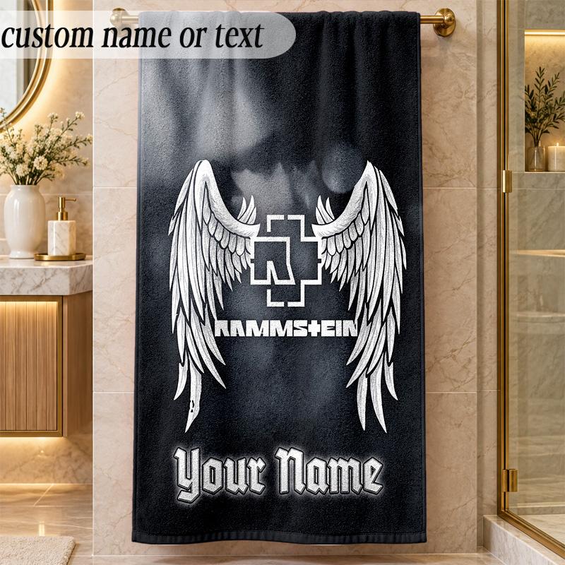 Beach TowelRammstein Custom Name Text Personalized Soft Towel for Beach Pool Indoor Home Decor Gift